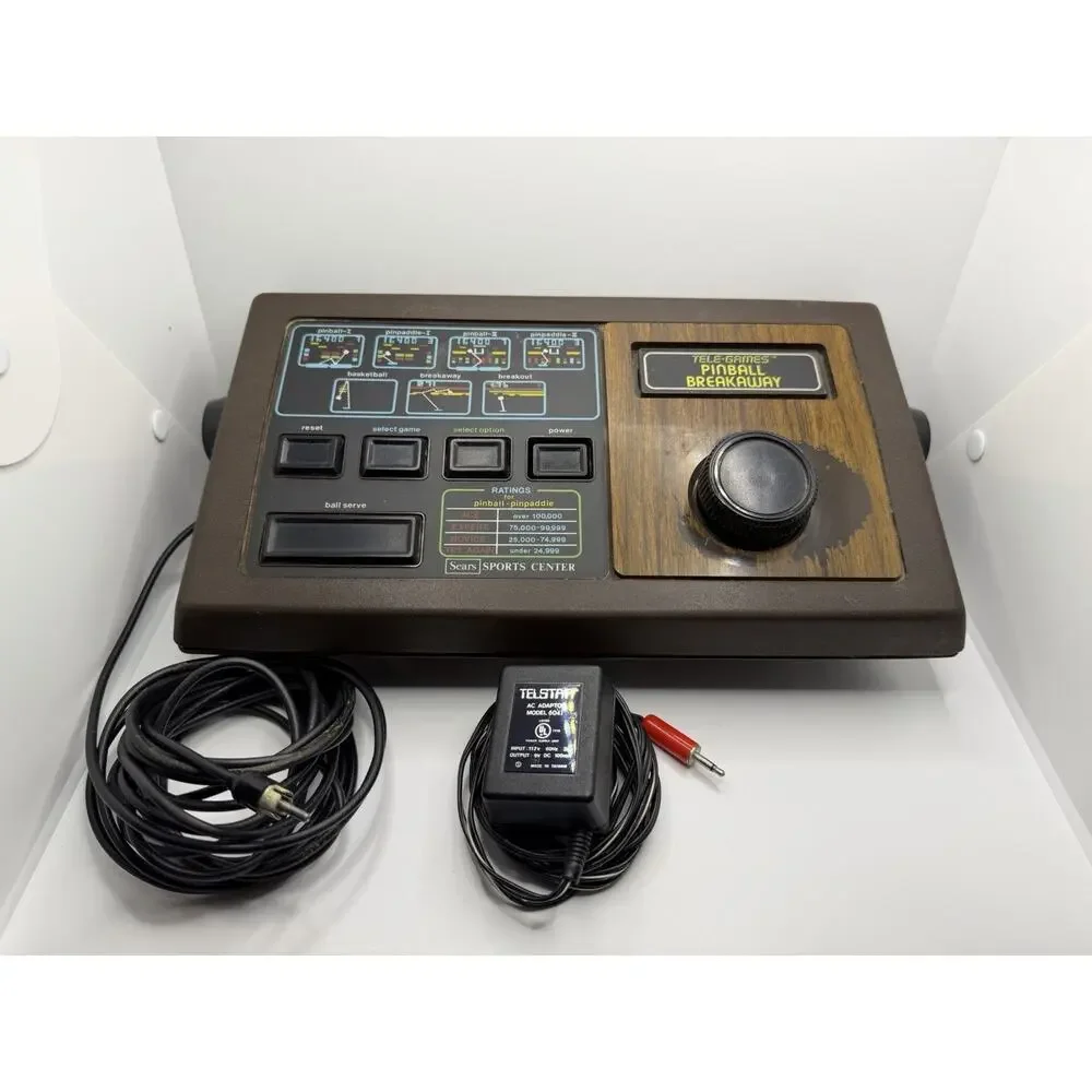 Vintage Sears Tele-Games Pinball Breakaway Console - Atari Mfg - w/ Power Supply